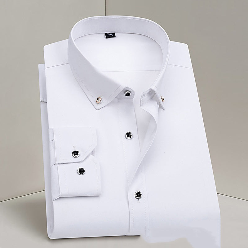 Business Formal Wear Men's Shirt Professional Wedding Best Man Non-ironing Pure White