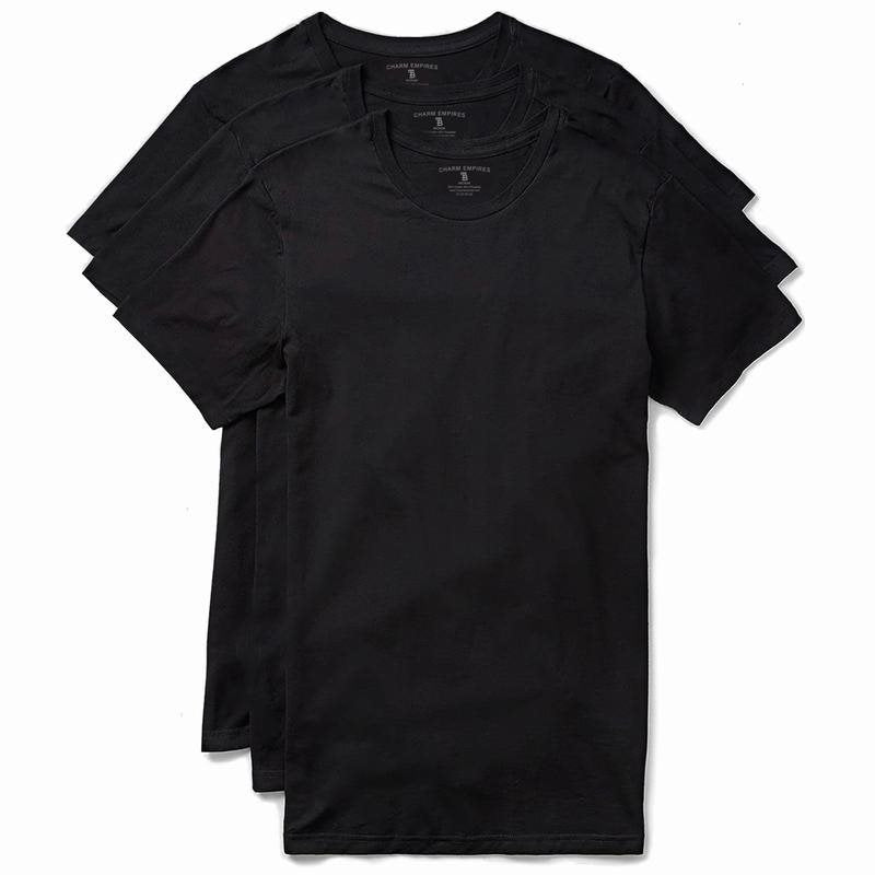 Slim Fit White And Black Crewneck T-shirt 3 Pack Man T