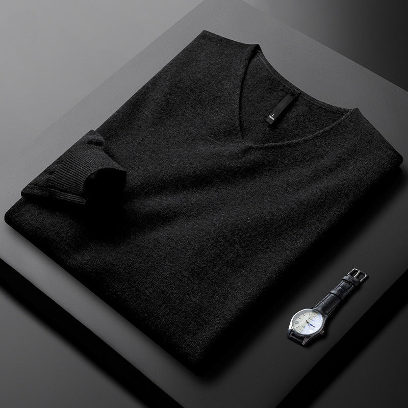 Fine Wool Thick Warm V-neck Sweater