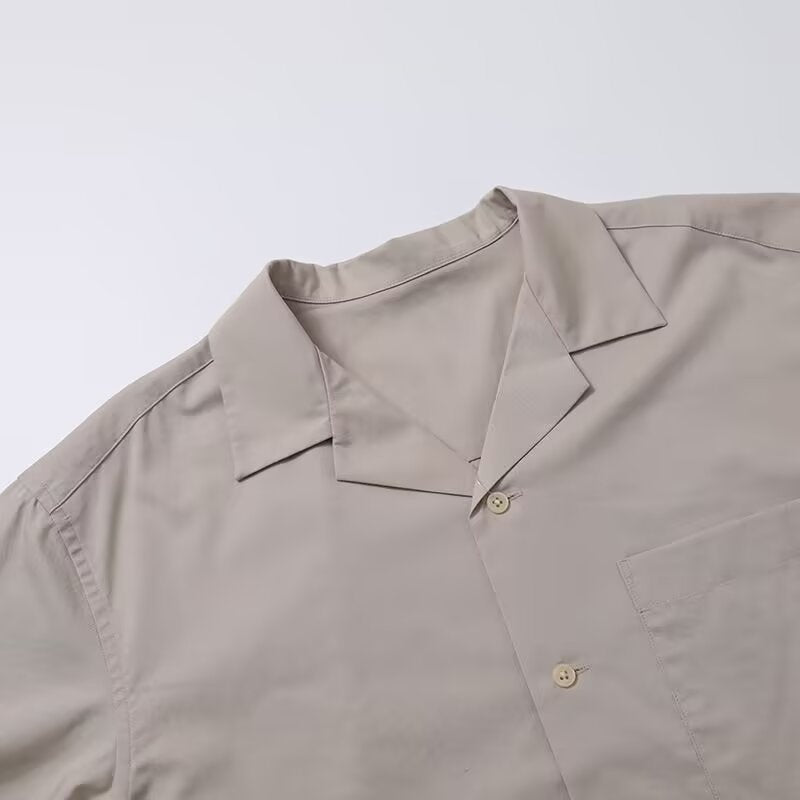 Men's And Women's Open Collar Solid Color Shirt