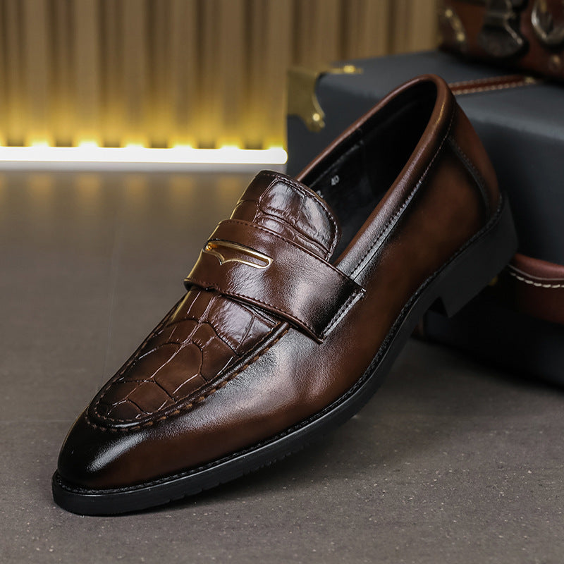 Large Size Men's Slip-on Pointed Leather Shoes Formal Wear Business Casual