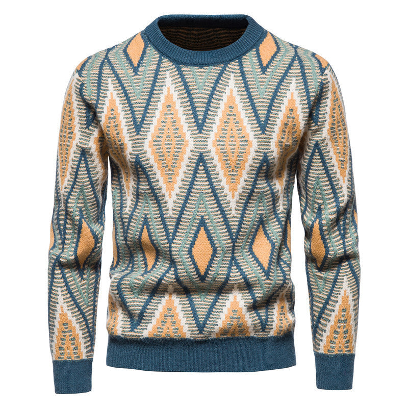 Lingge Slim Jacquard Sweater Fashion Knit Top