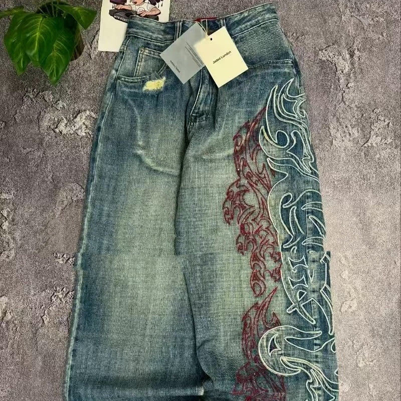 Versatile Fashion Simple Embroidered Jeans Retro