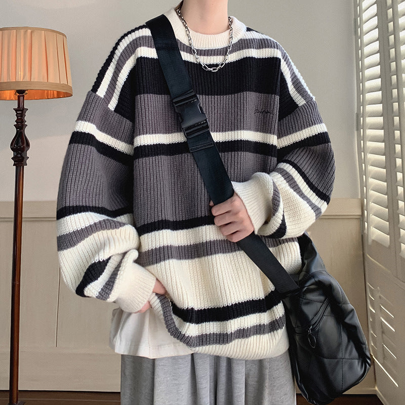 Striped Contrast Color Sweater Boys