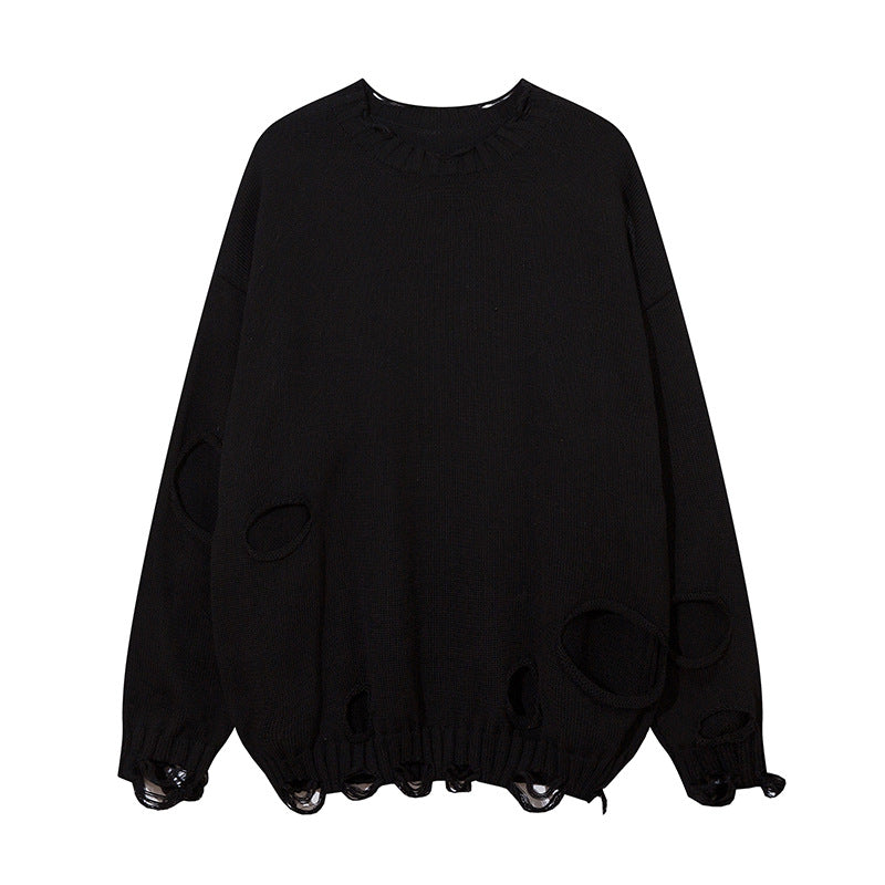 Solid Color Ripped Pullover For Men