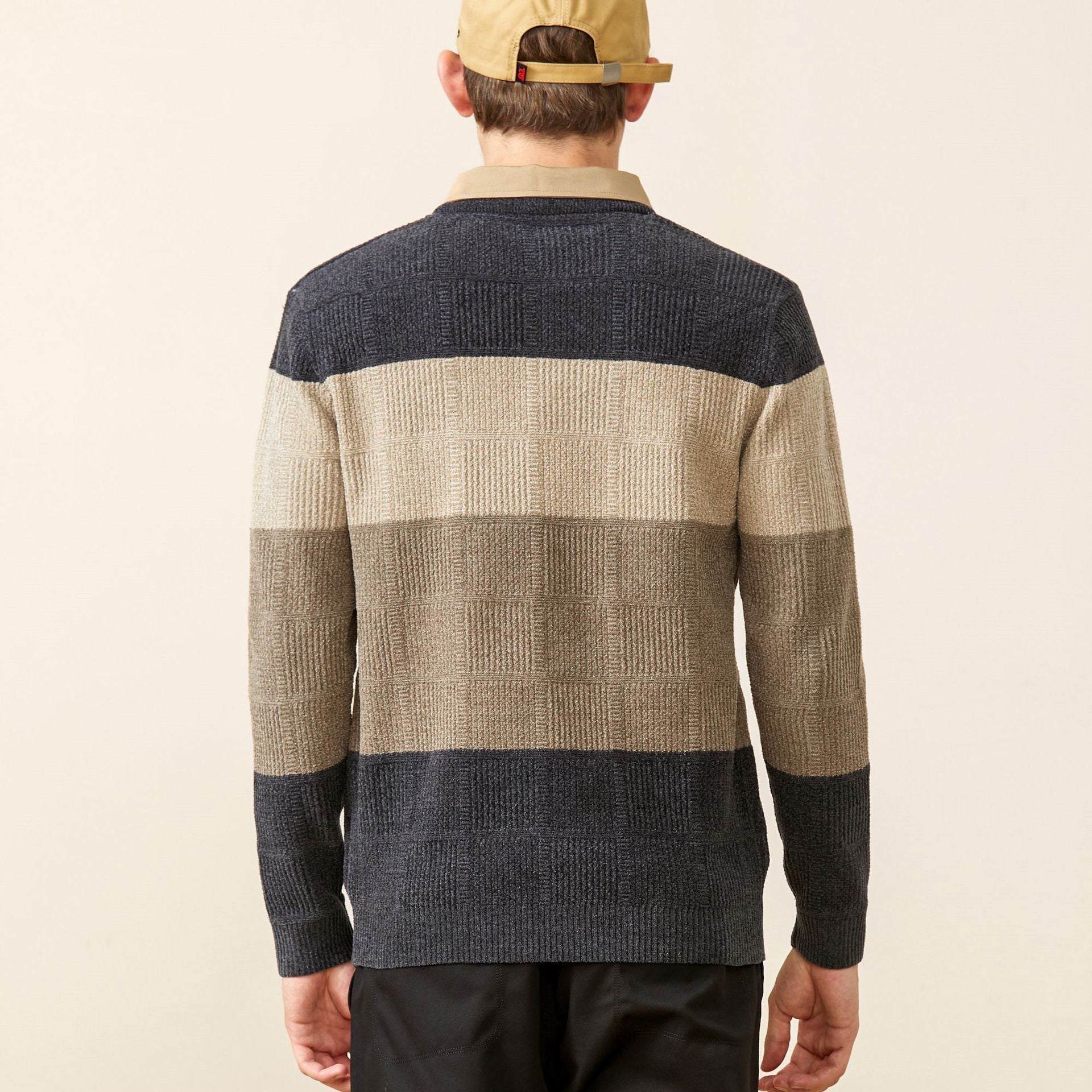 Men's Autumn And Winter Casual Striped Lapel Sweater
