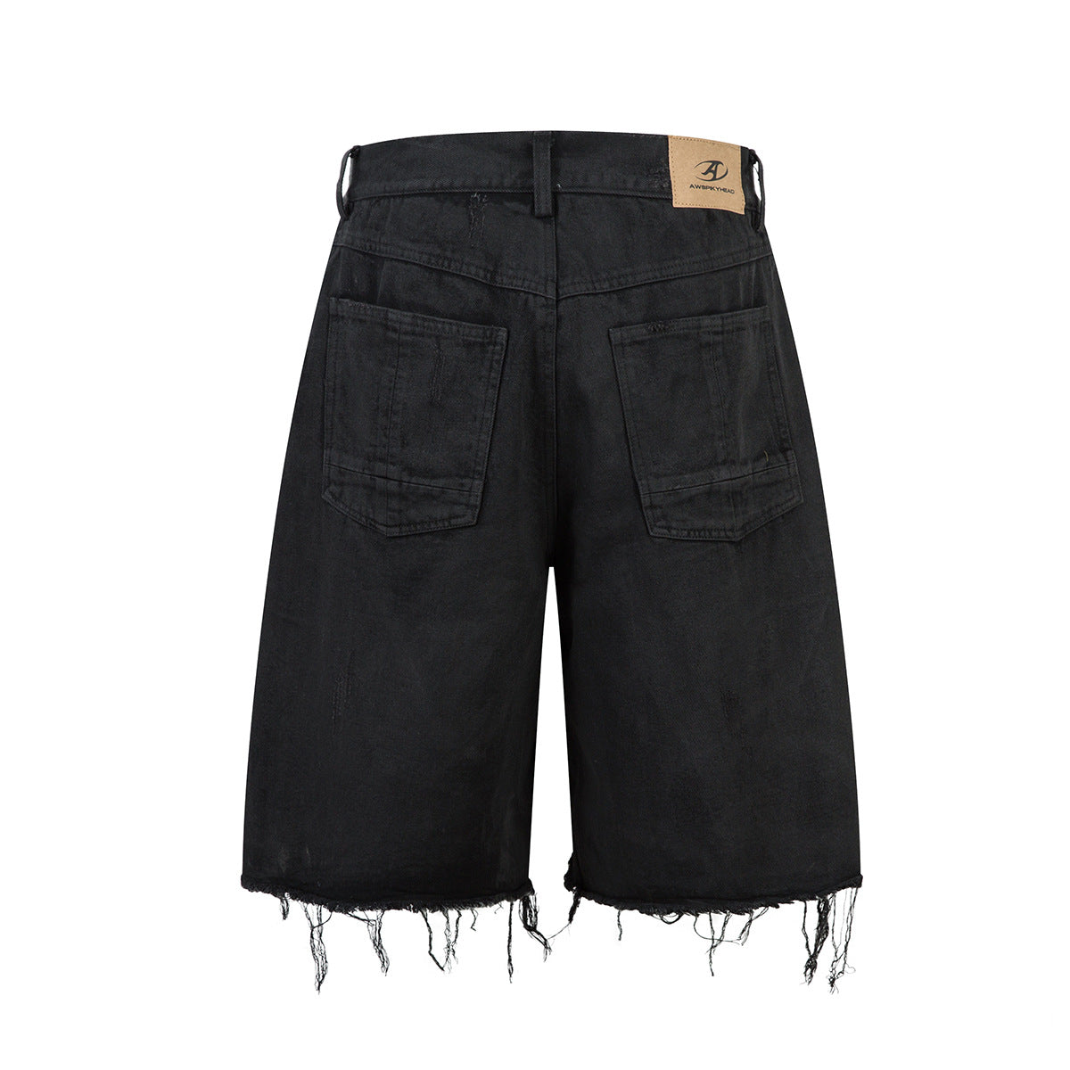 High-grade RO Style Cropped Pants Men's Street Washed Broken Denim Middle Pants Straight