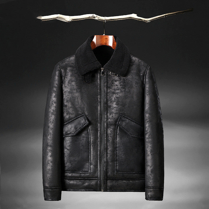 Men's Leather And Fur Motorcycle Jacket