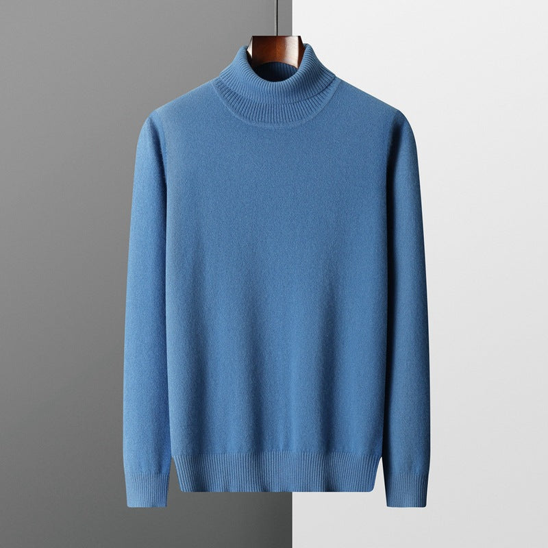 Pure Wool Sweater Men's High Collar Loose Thickened