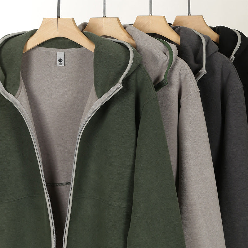 Hooded Sweater Men's Velvet Jacket Zipper