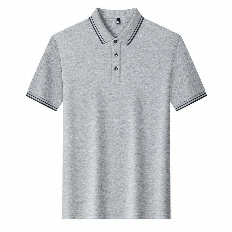 Summer Lapel Mercerized Cotton T-shirt Loose Breathable