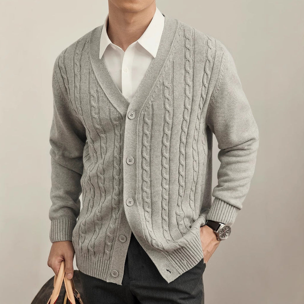 Youth Solid Color Autumn And Winter New Knitted Cardigan Long Sleeve Sweater