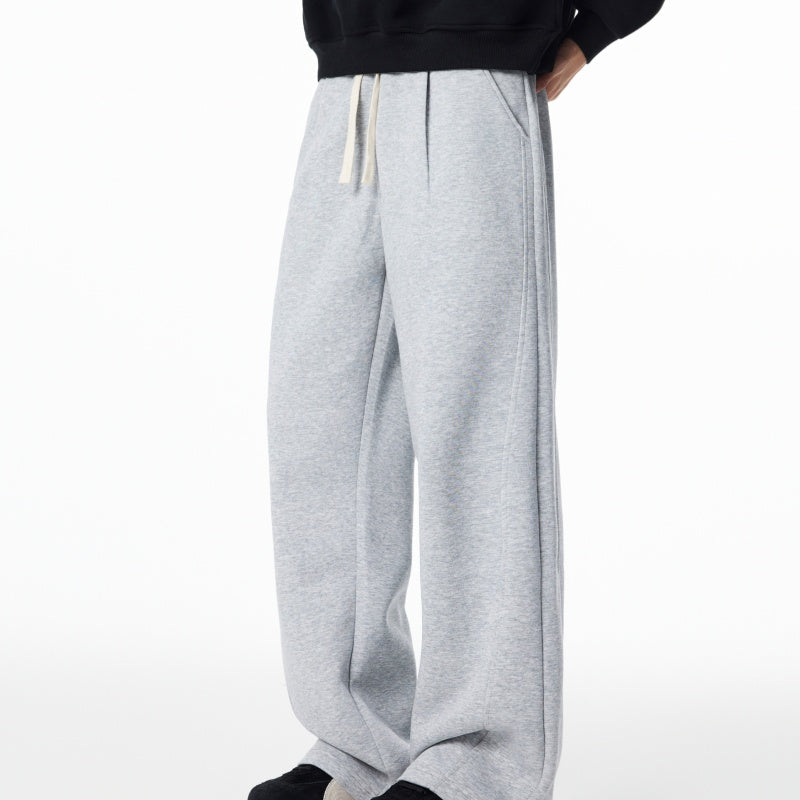 Loose Casual Fleece-lined Sweatpants For Autumn And Winter Straight-leg Sports