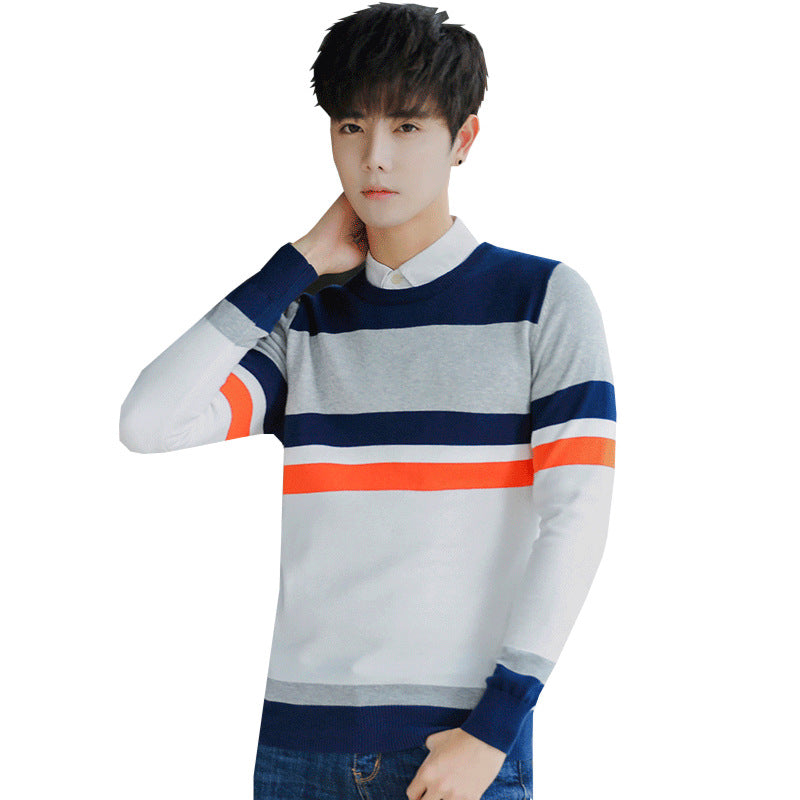 New Sweater Men's Round Neck Sweater Casual All-Match Base Sweater