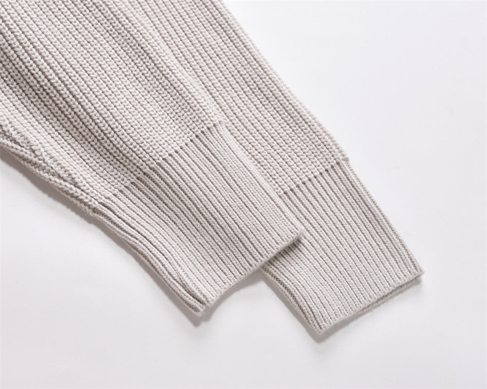 Spring And Autumn Stand Collar Cardigan Sweater Men's Street American Style