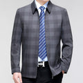 Middle-aged Plaid Turn-down Collar Coat Business Casual Jacket