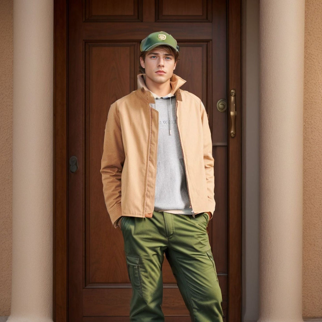 Stand Collar Zipper Solid Color Jacket Coat