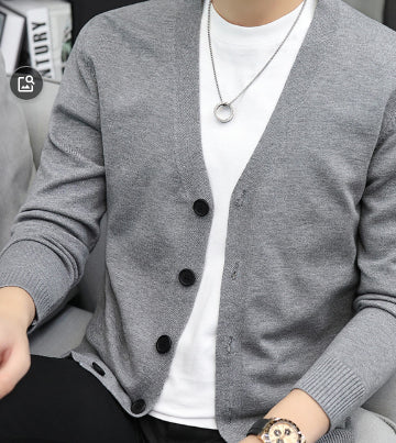 Men's Knitted Cardigan V-neck Sweater Coat