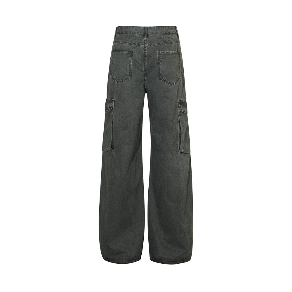 Punk Distressed Washed Denim Overalls Men's Retro