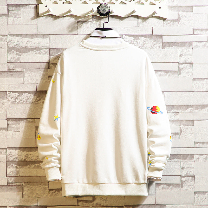 Printed Loose Shoulder Round Neck Casual Sweater