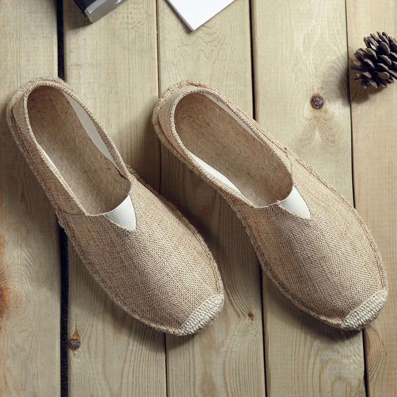 Retro Low-top Ramie Sole Shoes Sweat-absorbent Breathable Lazy Cloth Shoes