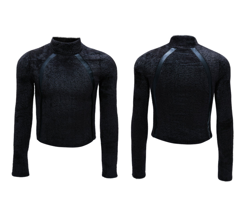 Heavy Deconstruction Anti-marten Fur Plush Bottoming Shirt Slim Fit High Collar Warm Top
