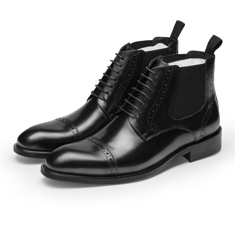 Men's Pointed Toe Retro Martin Boots Top Layer Cowhide