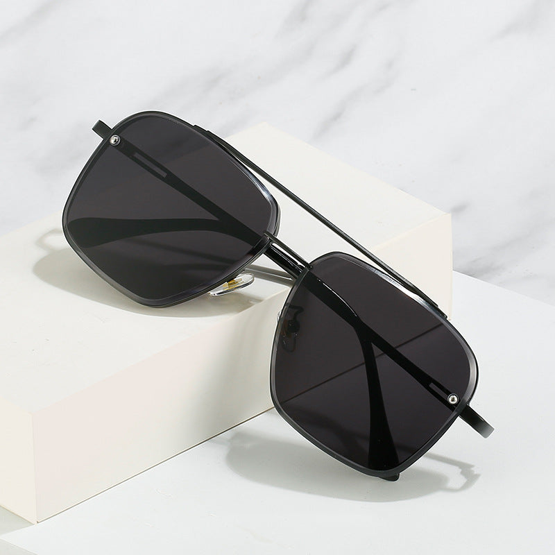 Double Bridge Cut Metal Glasses Sunglasses