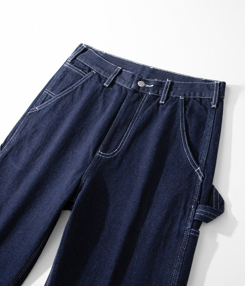 Men's Multi-pocket Striped Outdoor Primary Color Jeans