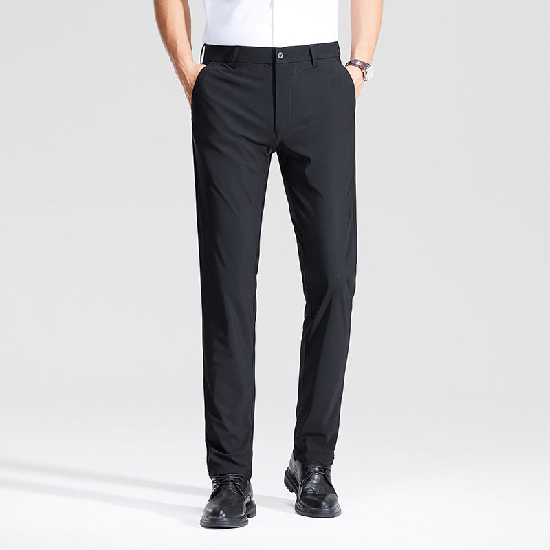 Summer Men's Suit Pants Ice Silk Thin Straight Loose
