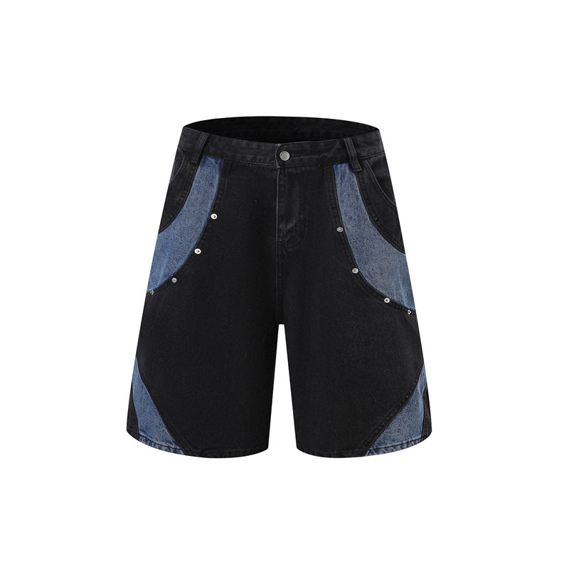 Retro Personalized Washed Short-sleeved Jeans Suit