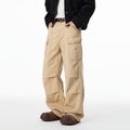 Retro Workwear Straight-leg Jeans With American-style Pleats For Autumn