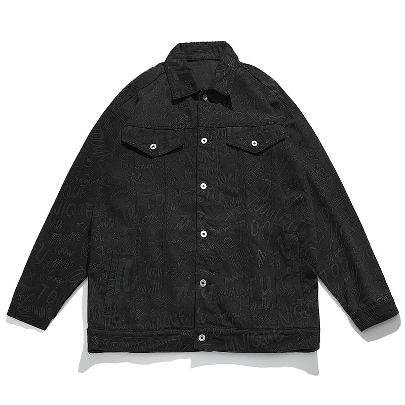 Men's Trendy Denim Full Print Loose Casual Jacket