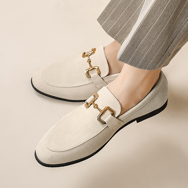 Men's Plus Size British Metal Buckle Casual Leather Shoes