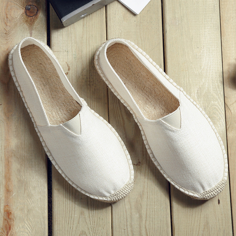 Retro Low-top Ramie Sole Shoes Sweat-absorbent Breathable Lazy Cloth Shoes