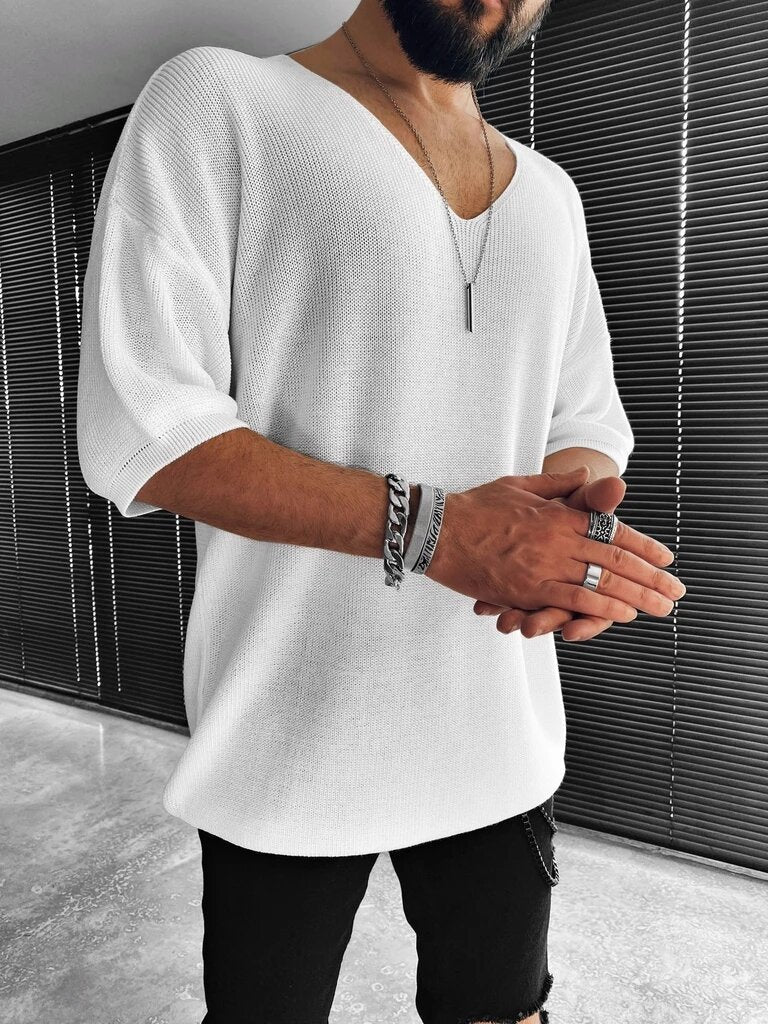 Spring And Summer New V-Neck Short-Sleeved Men's Sweater