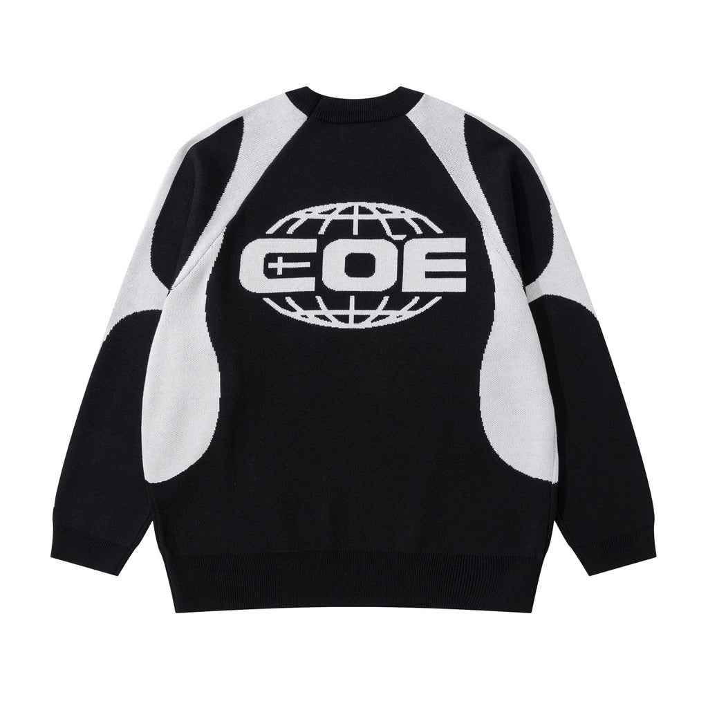 Retro Crew Neck Color Matching Sweater