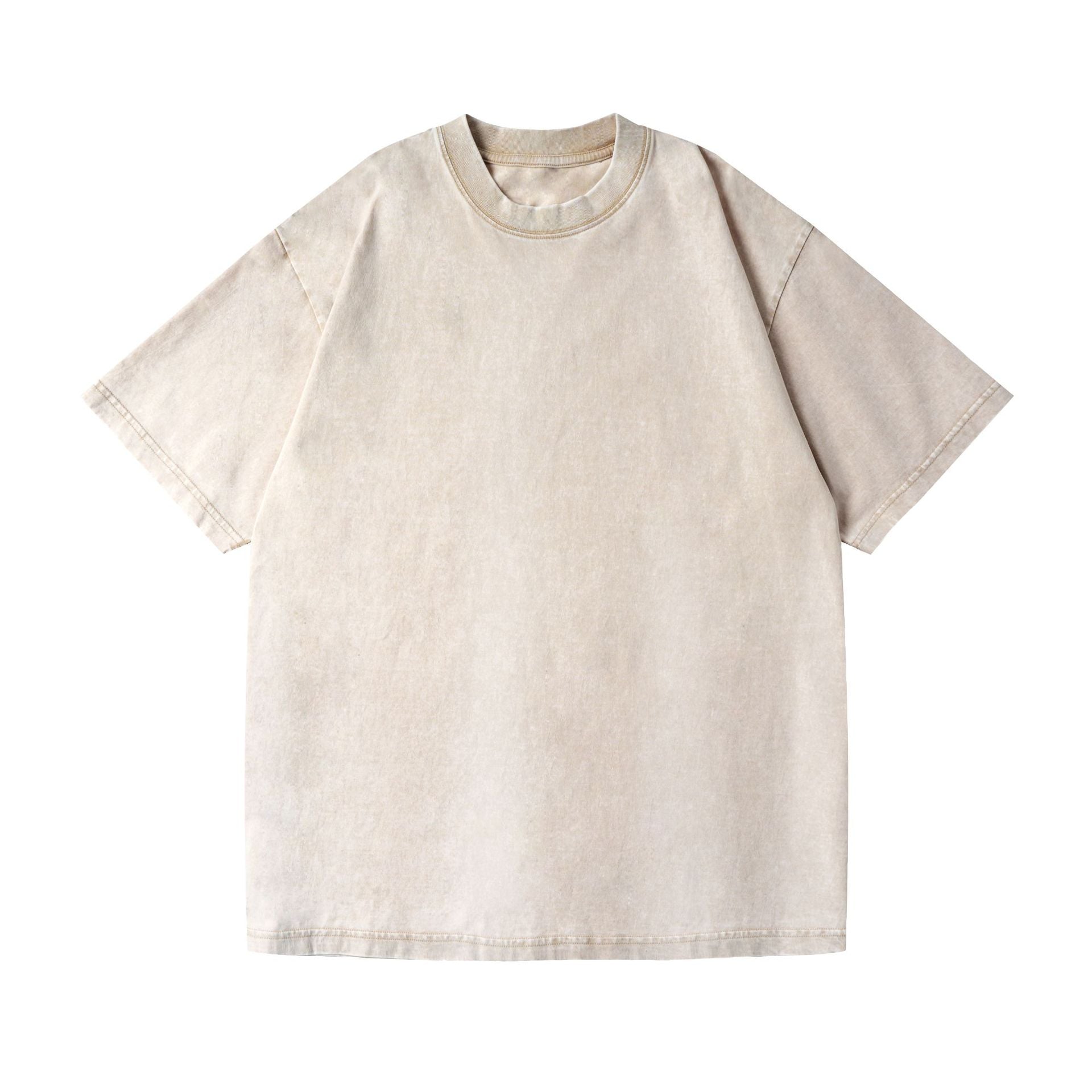 230g American Style Loose Distressed Retro Washed Men's Solid Color Short Sleeve