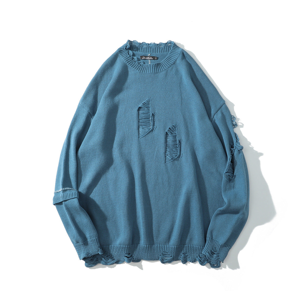 Crew Neck Pullover Sweater Wool Embroidery Loose