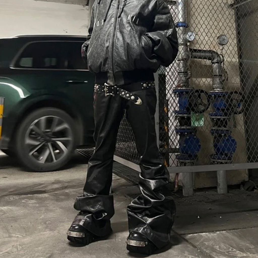 Black Coated Shiny Patent Leather Skinny Jeans