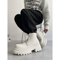 Autumn And Winter Leather Martin Boots High-top Leather Fleece-lined boots