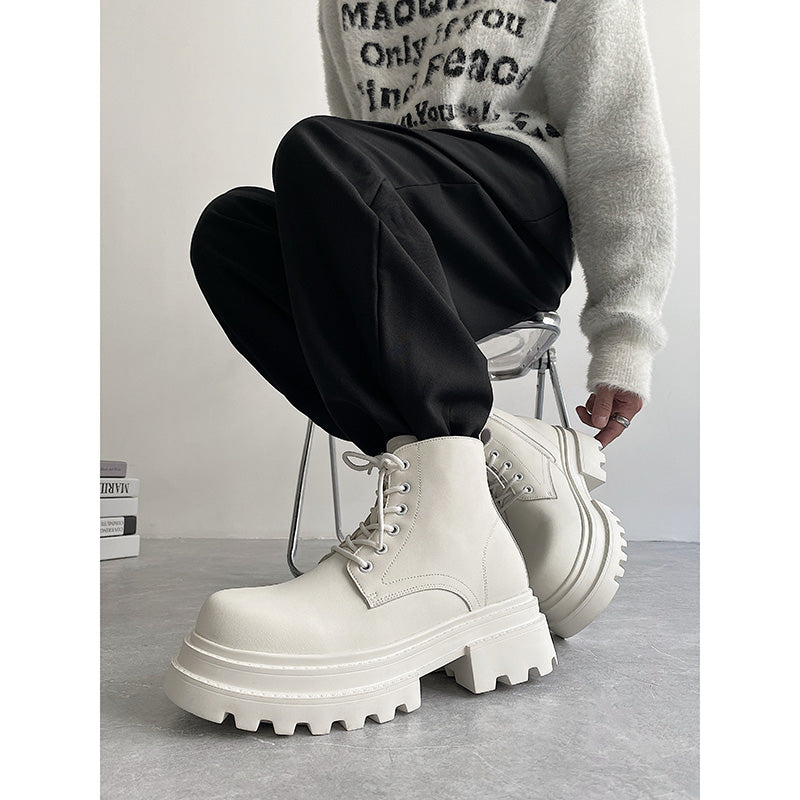 Autumn And Winter Leather Martin Boots High-top Leather Shoes Men's Shoes Fleece-lined