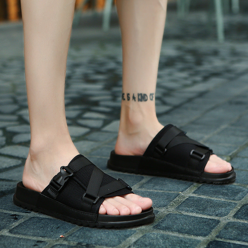 Breathable Fashion Slippers Trendy Casual Flat-heeled Flip Flops Youth Drag