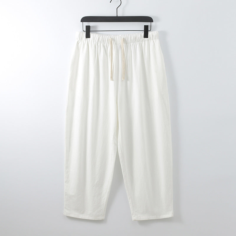 Loose Linen Ankle-length Pants For Men