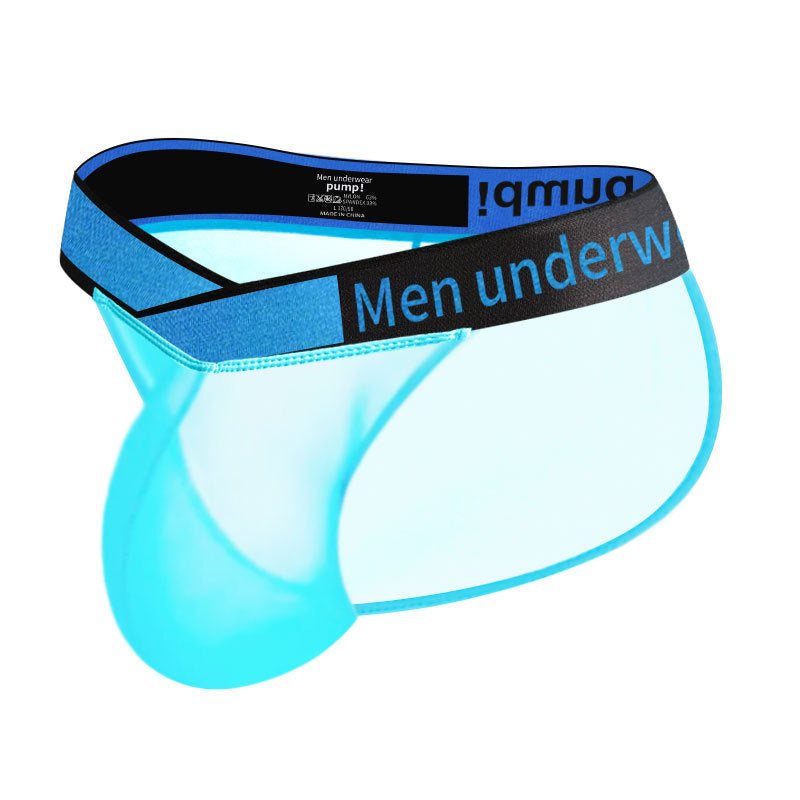 Laser Large V-waist Sexy High-cut Men's Underwear Ice Silk Transparent
