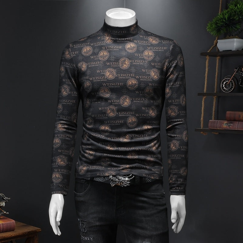 Men's Cashmere Half High Neck Pullover Bottoming Shirt