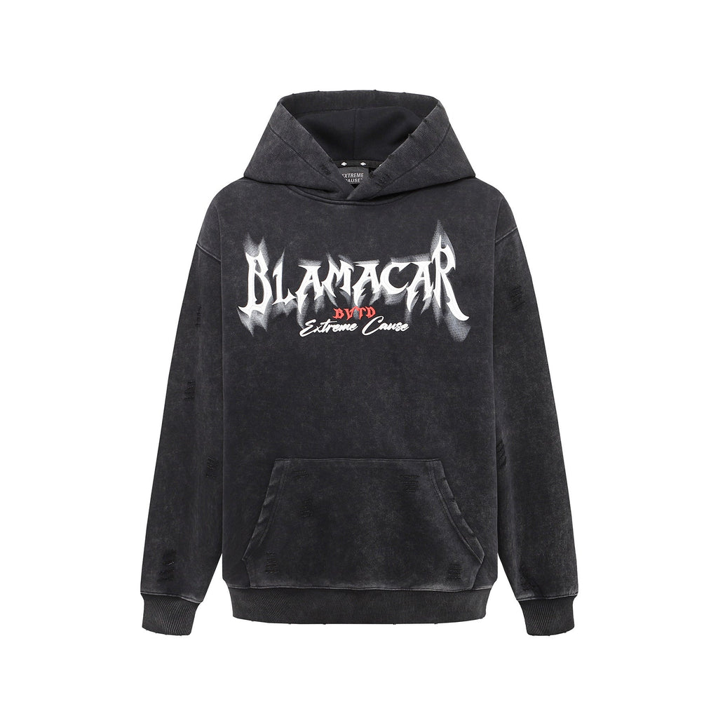 Retro Heavy Washed Hoodie Printed Hoodie