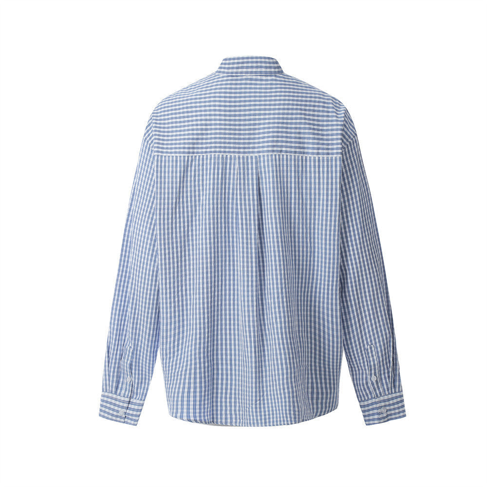Men's Spring And Autumn Japanese Style Simple Plaid Long-sleeved Shirt