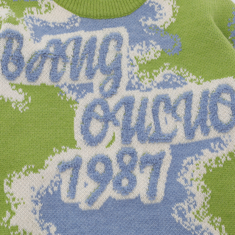 Autumn And Winter Camouflage Jacquard Round Neck Sweater Men