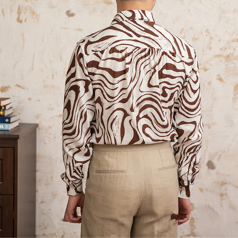 Linen Blended Breathable Draping Bow Tie Shirt